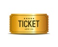 3d golden tickets. Three-dimensional golden ticket with stars and the inscription \